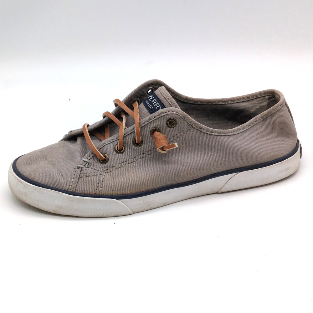 Sperry Shoes Womens Crest Vibe Beige 8.5 Canvas Sneakers Memory Foam Walking